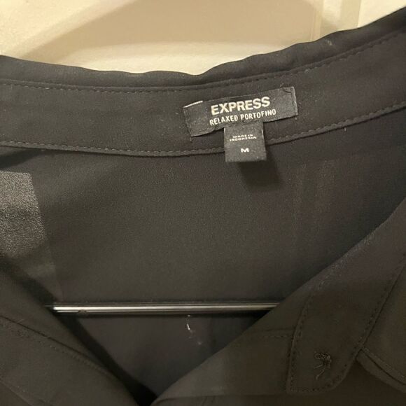 EXPRESS Women’s Portofino Shirt – Relaxed Fit Lightweight Crepe Button-Up - Picture 11 of 11